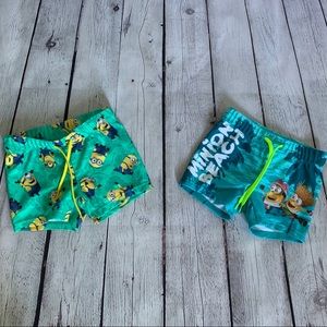 Lot of 2 Minions toddler swim trunks size 2-4Y